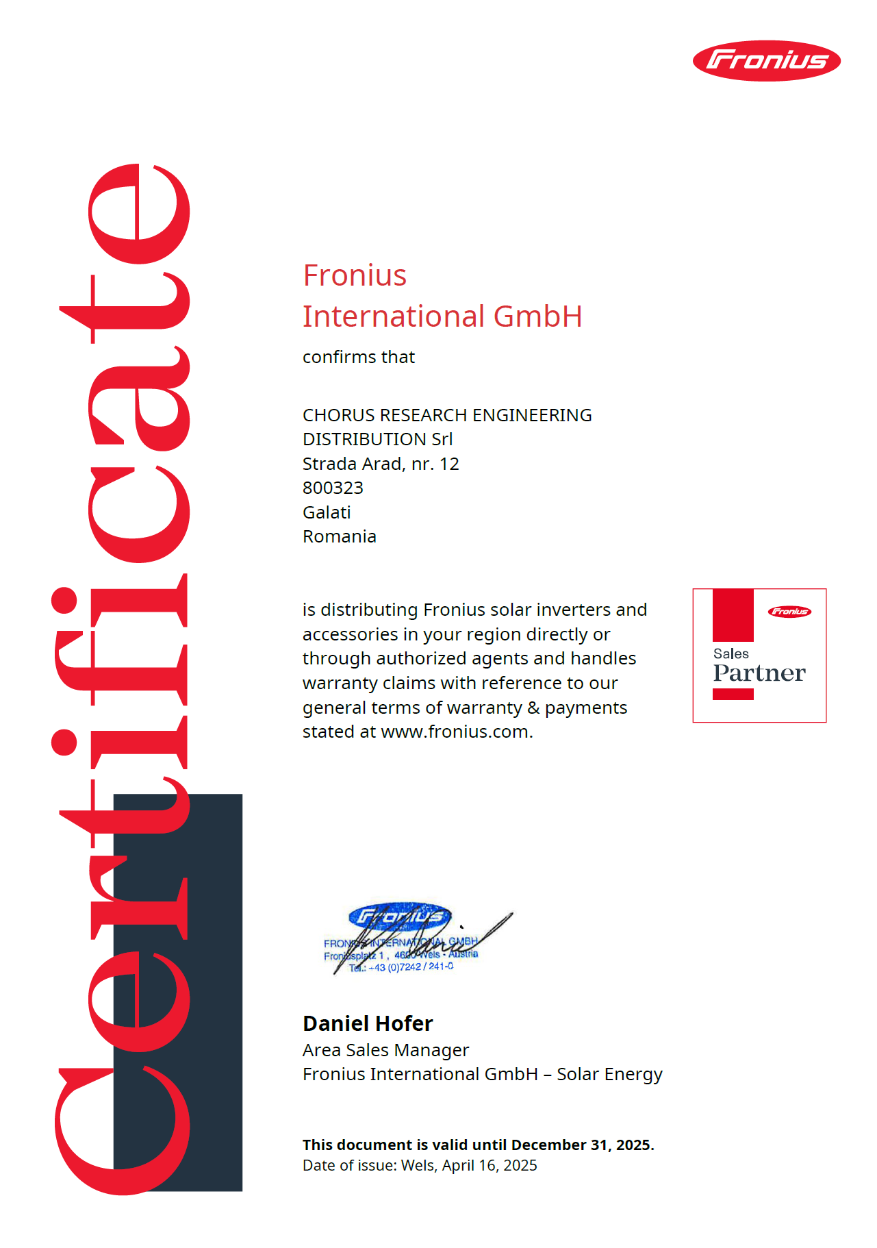 Anexa Certificat 